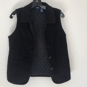Basic Editions Black Corduroy Quilted Vest Size S